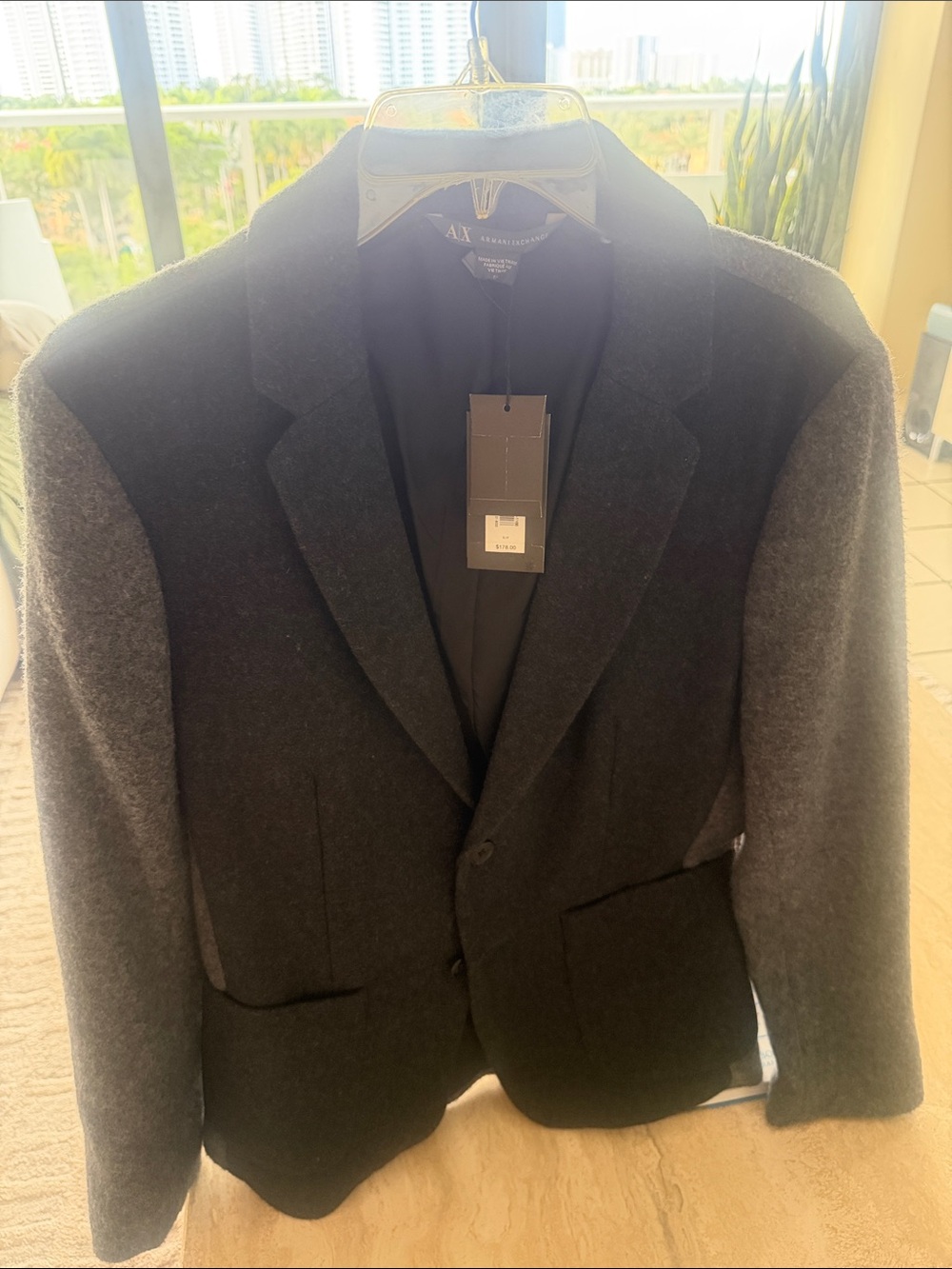 A/X Armani Exchange Two-Tone Charcoal and Light Gray Wool Blazer